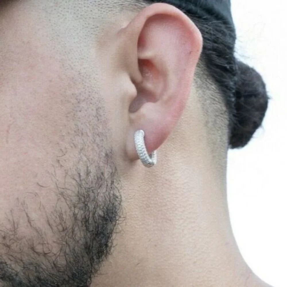 New Beautiful 14k Gold Over Sterling Silver Diamond Huggie Studs